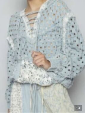 POL Denim, Lace, Large Hoodie With Laser Cuts
